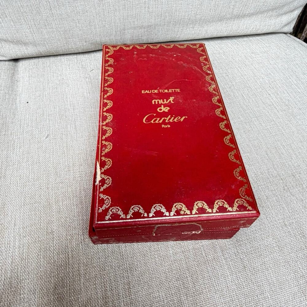EMPTY Vintage PARFUM Must De Cartier Paris 50ml Red Gold Box